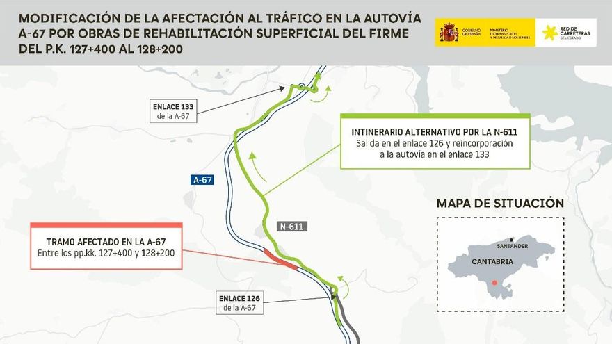 La A-67, en Campoo de Enmedio, se cortará al tráfico desde mañana y hasta el 18 de octubre.