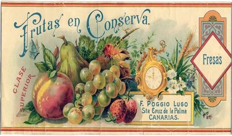 Etiqueta de los envases de fruta. Fábrica de F. Poggio Lugo. Museo Etnográfico Casa Luján. Puntallana.