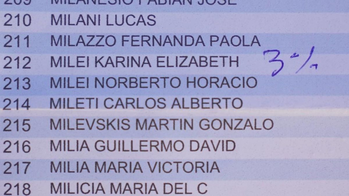 El padrón de Karina Milei con la inscripción del "3%"