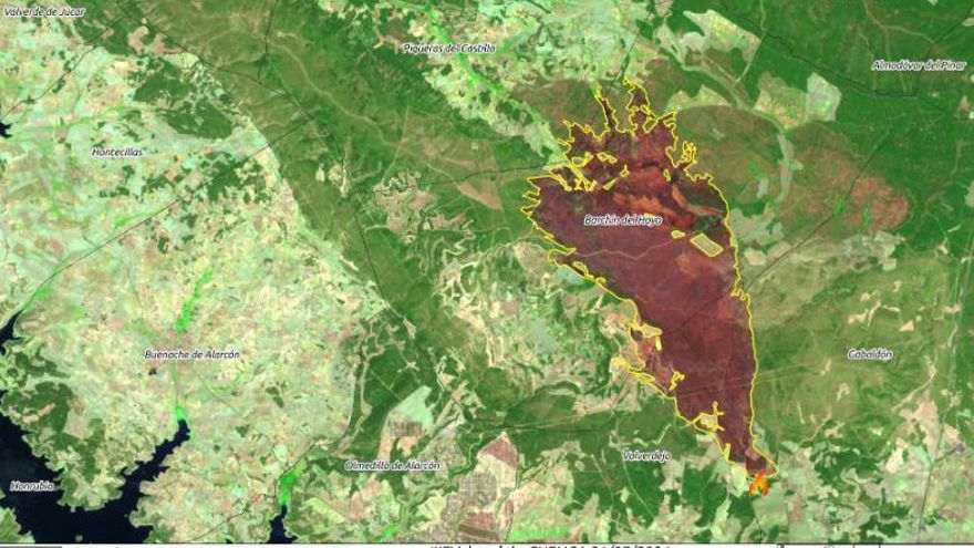 Extinguido el incendio en el municipio conquense de Valverdejo que ha quemado más de 2.000 hectáreas