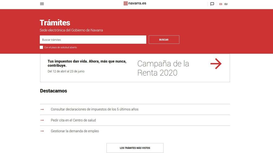 El nuevo catálogo de trámites del Gobierno de Navarra permite suscribirse para recibir las novedades por correo electrónico.