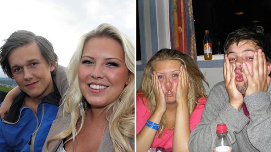 Lisa Marie Husby junto a Sondre (izquierda) y Christopher (derecha), dos amigos que fueron asesinados el 22 de julio de 2011 en Utoya.