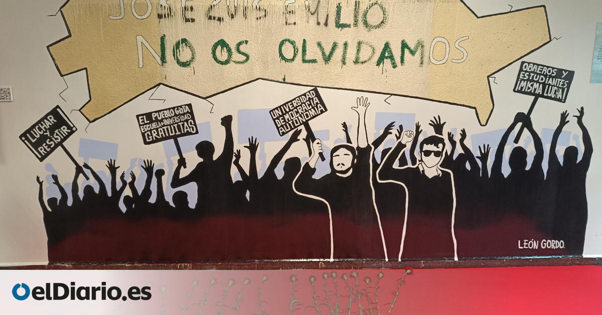La Complutense restaura una pintada de 1979 en honor a Emilio Martínez y José Luis Montañés, estudiantes asesinados por la Policía