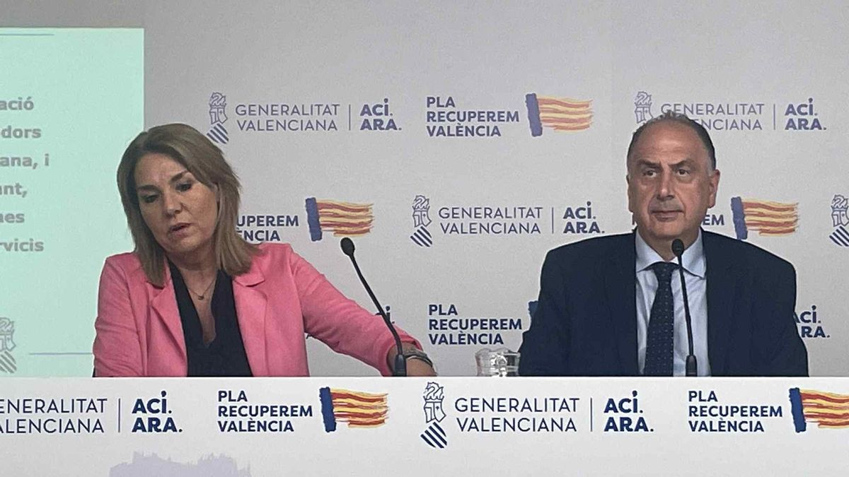 La portavoz del Consell, Susana Camarero, junto al conseller de Emergencias, Juan Carlos Valderrama.