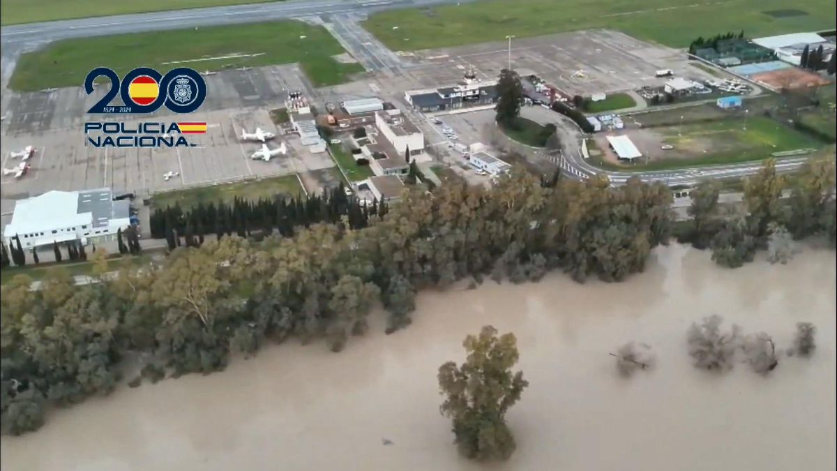 Estado actual del Aeropuerto de Córdoba inundado por la crecida del río.