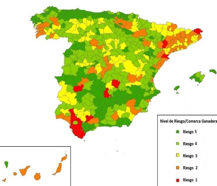 La escala del riesgo del Ministerio de Agricultura.