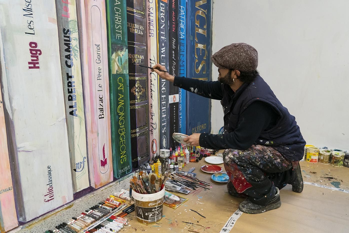 El mural de Santos de Veracruz está instalado en el salón de actos.