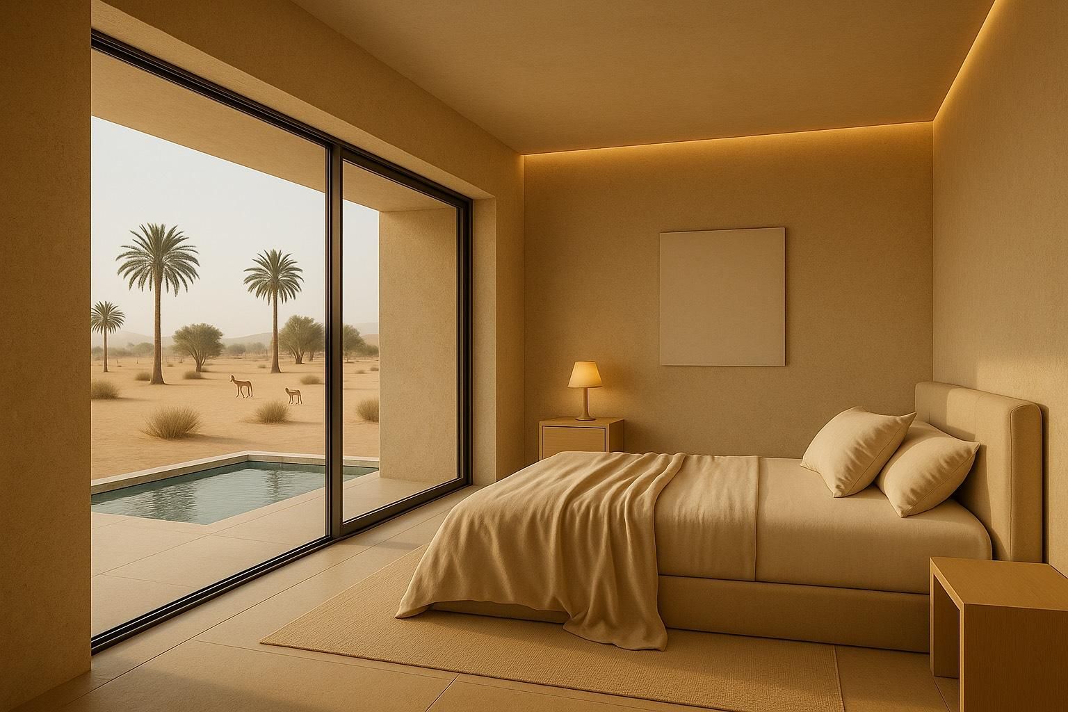 Recreación del interior de una vivienda en Dunes Resort.