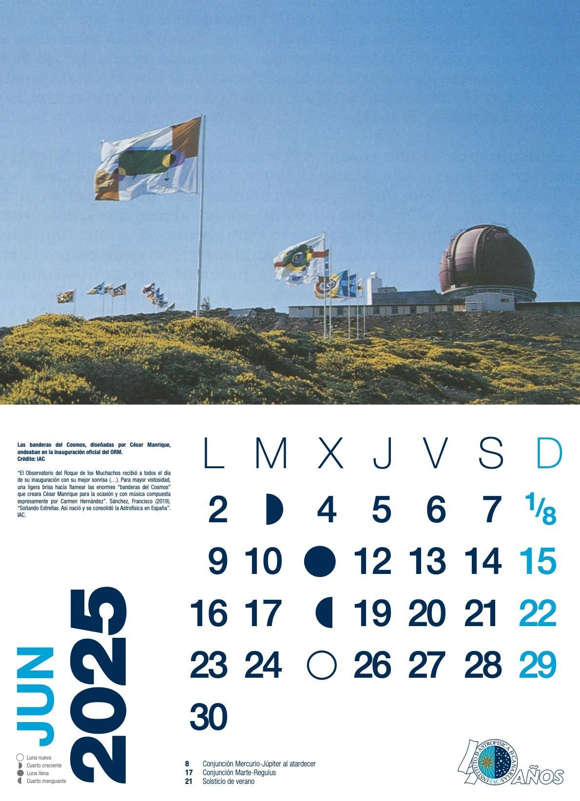 Banderas del Cosmos en el calendario astronómico 2025 del IAC,