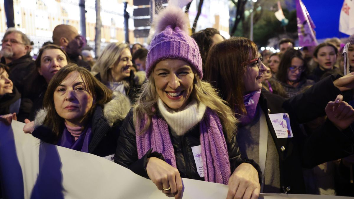 La vicepresidenta segunda Yolanda Díaz en la manifestación.