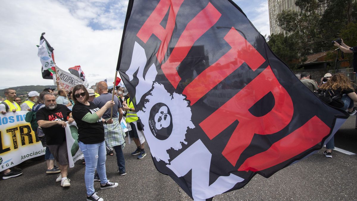 Manifestación en contra de la instalación de la macrocelulosa de Altri en Palas de Rei, en una imagen de archivo.