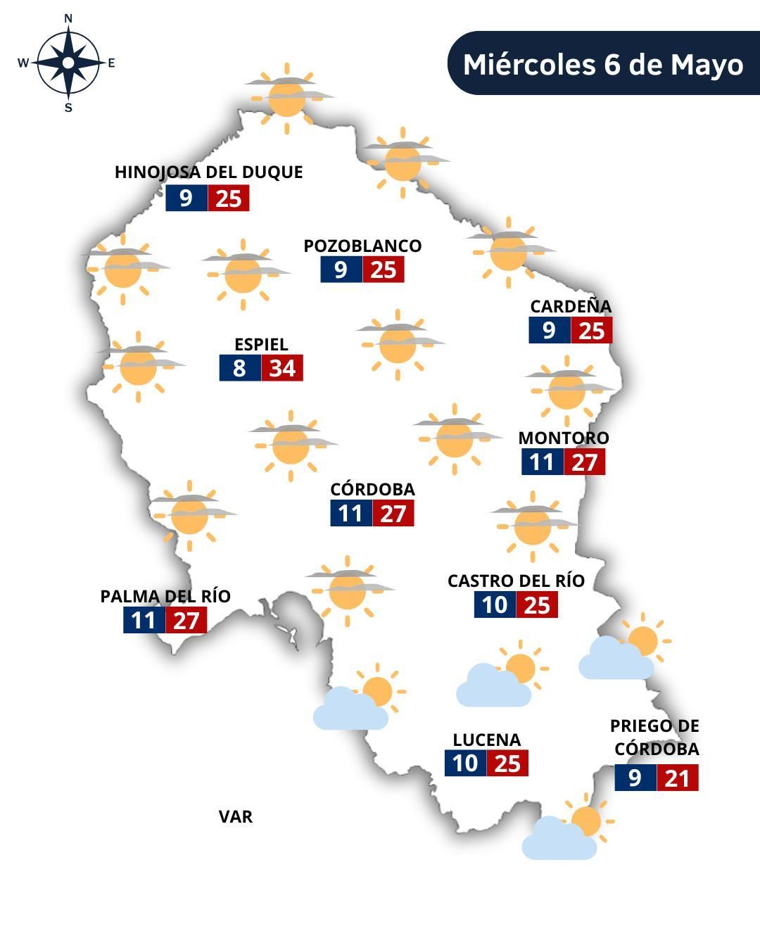 El tiempo en Córdoba el 6 de mayo