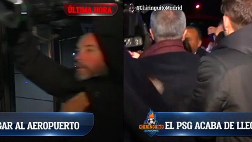 La seguridad del PSG, a empujones con el equipo de El Chiringuito en directo