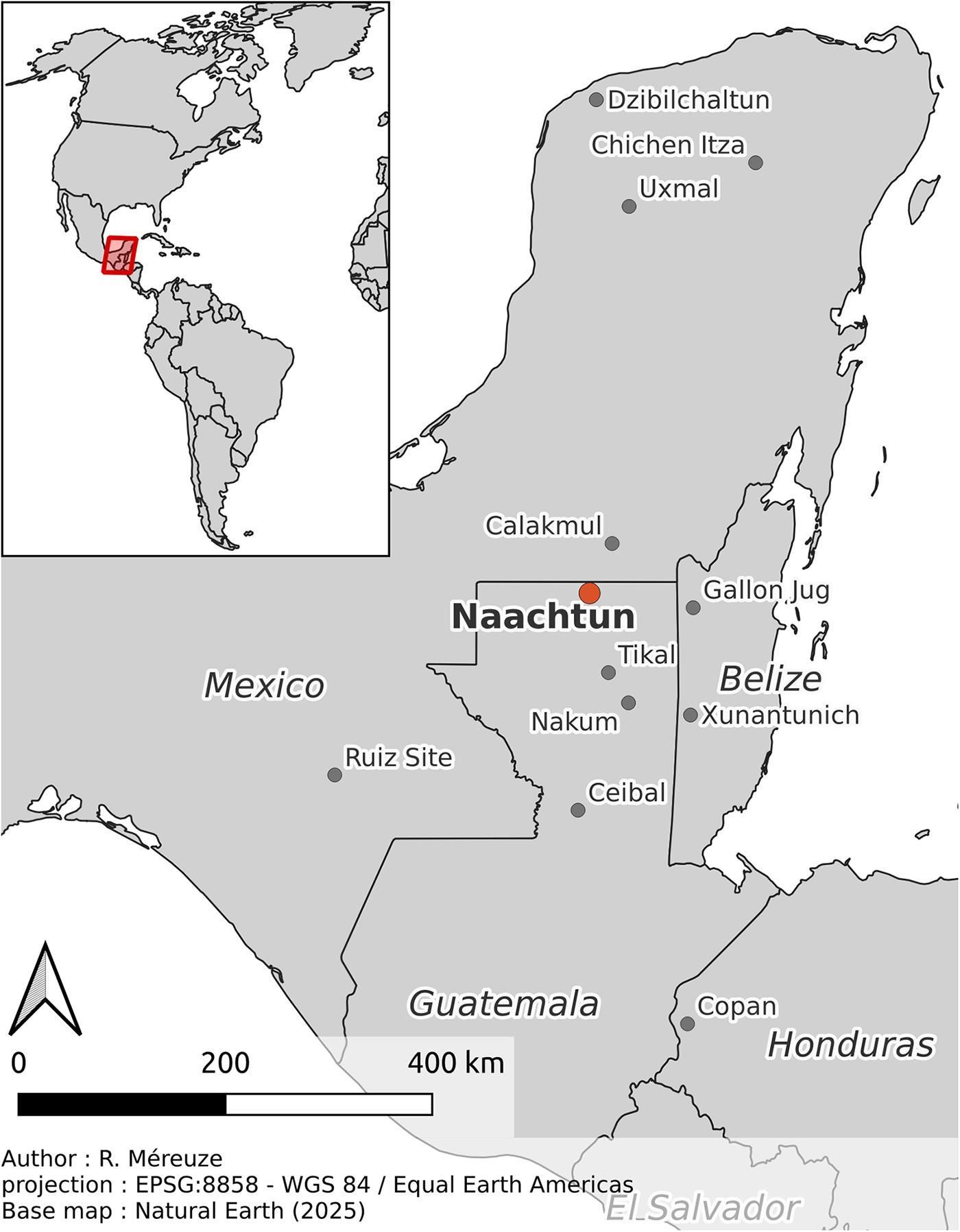 Mapa de los sitios mayas mencionados en el texto.