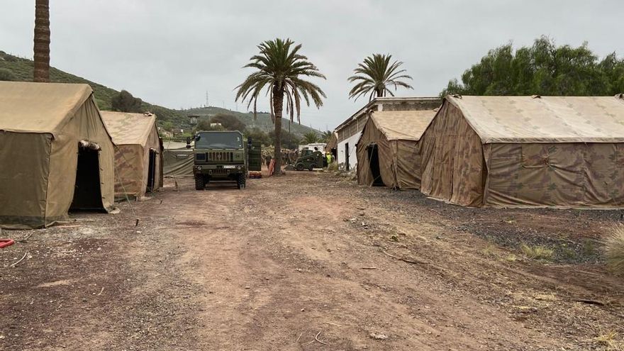 El campamento para migrantes levantado por el Ejército de Tierra en Barranco Seco