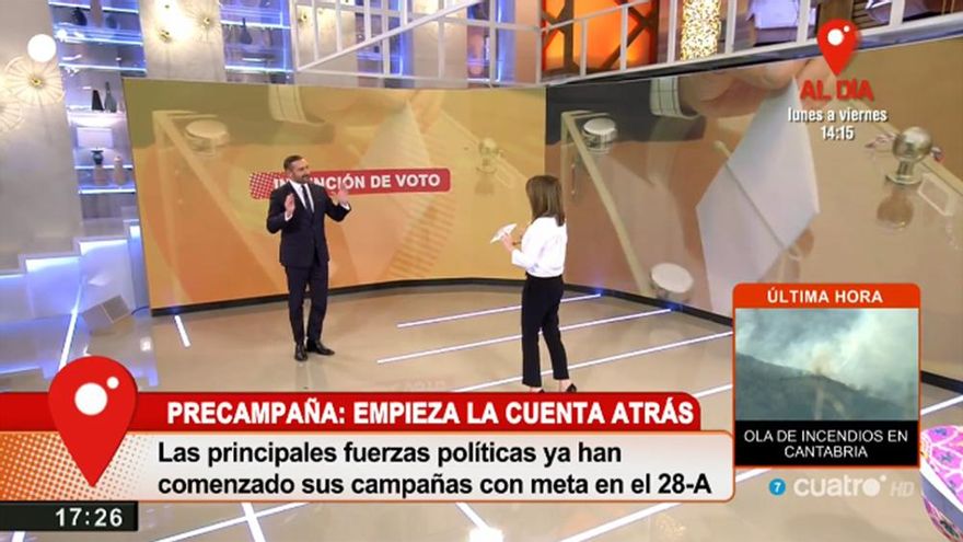 Euprepio Padula y Carme Chaparro en "Cuatro al día"