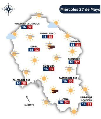 El tiempo en Córdoba el miércoles 27 de mayo