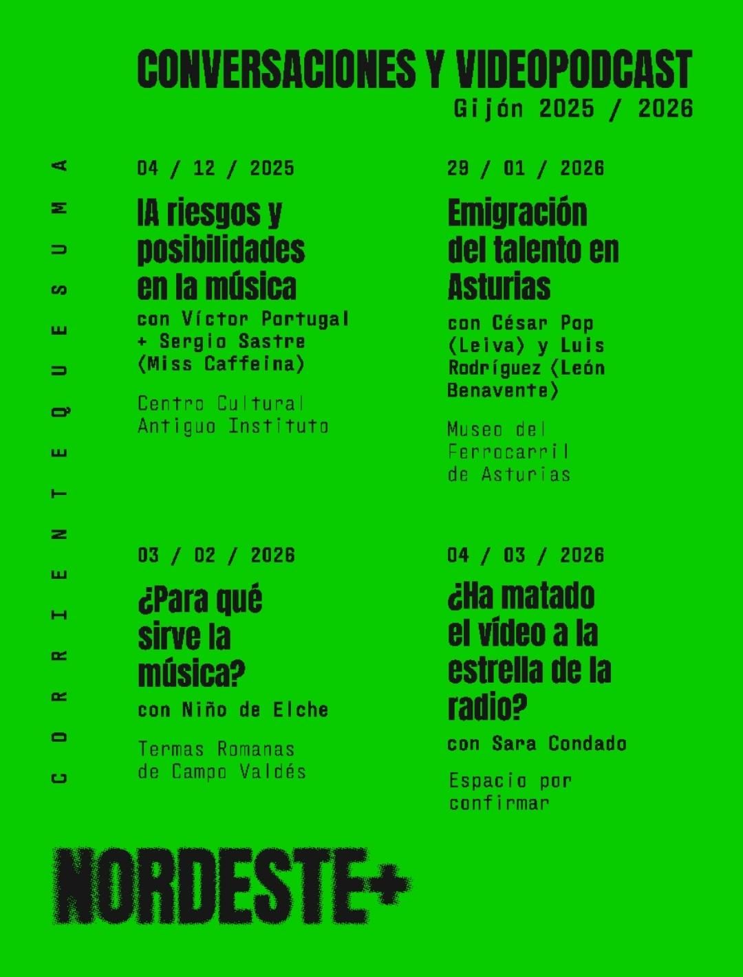 Programación de Nordeste+ para los meses dediciembre 2025 y enero, febrero y marzo 2026.
