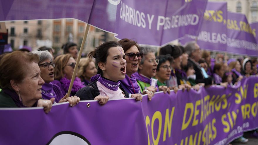 Una de las pancartas de la manifestación del 8M en Madrid.