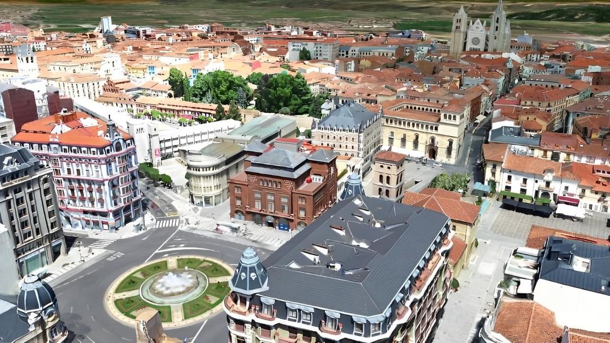 Espectacular aspecto del 'gemelo' de León en su recreación digital 3D con imágenes de vuelos de dron.