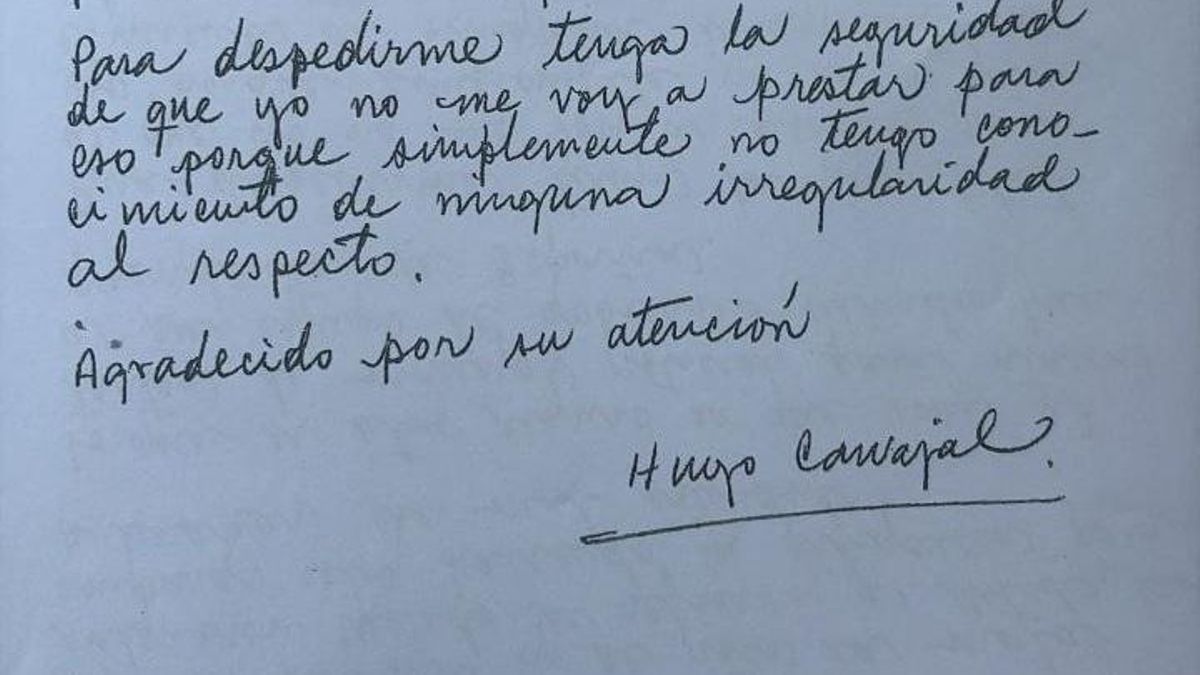 Esta es la carta que ha enseñado Zapatero en el Senado en la que el 'Pollo' Carvajal desmiente el regalo de una "mina de oro"