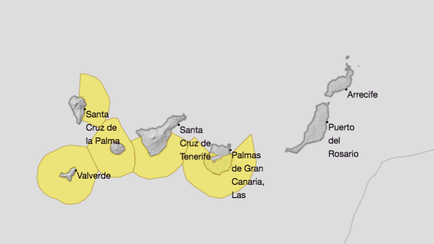 Mapa de la Aemet de los avisos de riesgo por fenómenos costeros para este lunes y martes