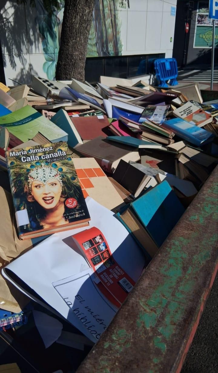 Contenedor lleno del libros (Imagen cedida por el PSOE de El Paso).