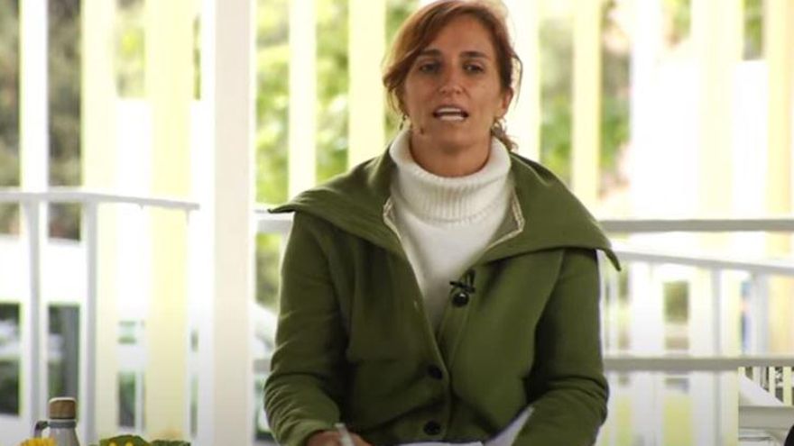 Mónica García, candidata de Más Madrid a la presidencia de la Comunidad en un mitin en San Blas.
