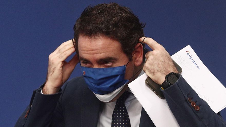 El secretario general del PP, Teodoro García Egea, comparece en rueda de prensa