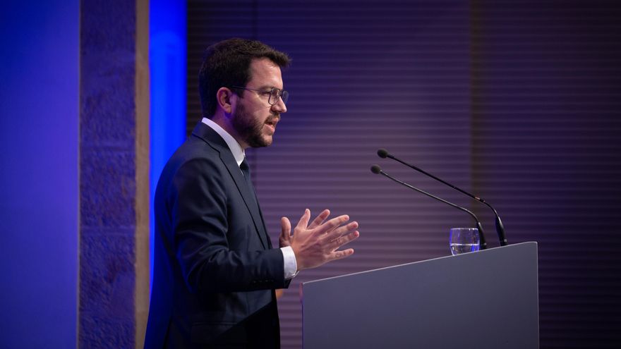 El presidente de la Generalitat, Pere Aragonès, ofrece una rueda de prensa. ARCHIVO.