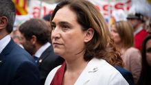 Ada Colau en el recibimiento del president de la Generalitat a los nuevos concejales del Ayuntamiento de Barcelona.