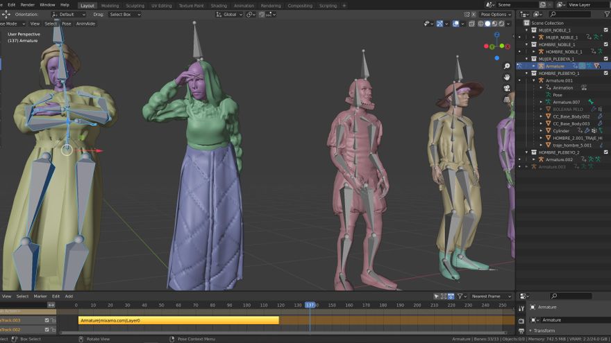 Alguno de los personajes que aparecerán en la reconstrucción.