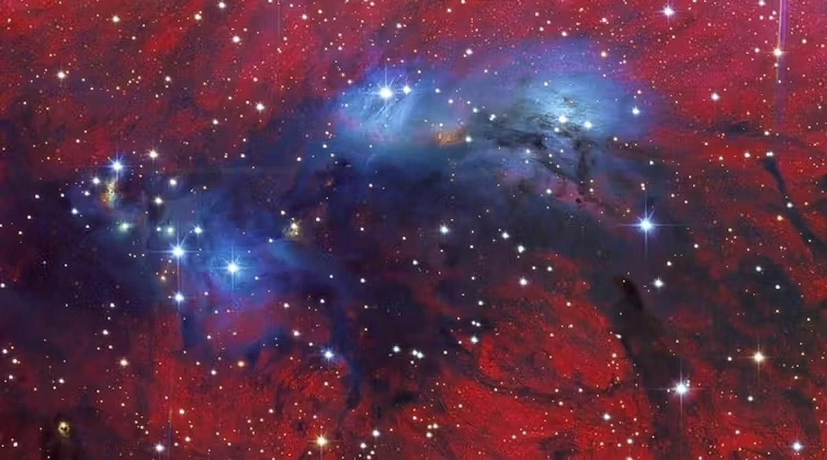 Localizada la constelación del Cisne, si pudiéramos ver con ojos de grandes telescopios, observaríamos este complejo nebuloso, NGC 6914, a unos 6.000 años luz de distancia, en las profundidades de la Vía Láctea. 