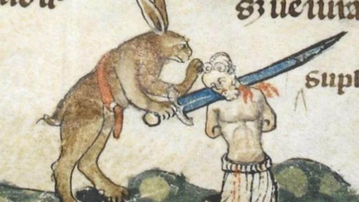 Los manuscritos representaron conejos que ejecutaban a cazadores