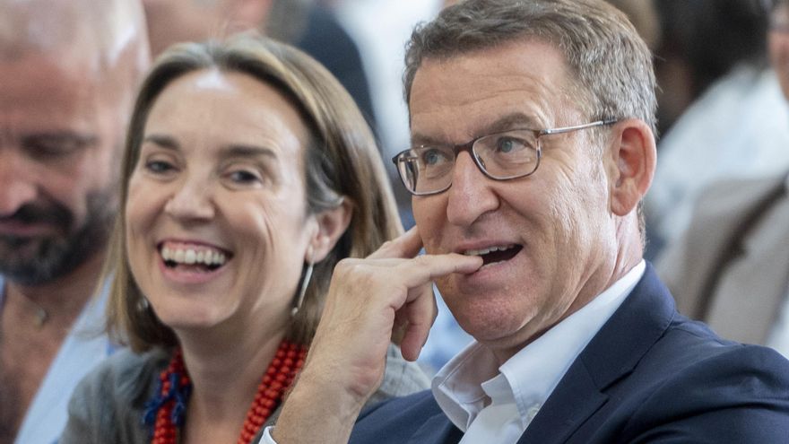 La secretaria general del PP, Cuca Gamarra y el líder del PP, Alberto Núñez Feijoo, en una imagen de archivo.