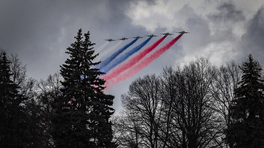 Imagen tomada este miércoles del ensayo general para el desfile del Día de la Victoria, que se celebrará en Moscú el próximo 9 de mayo.