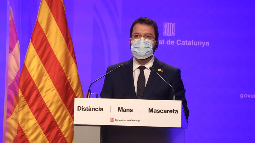 El vicepresidente de la Generalitat, Pere Aragonès, en rueda de prensa telemática.