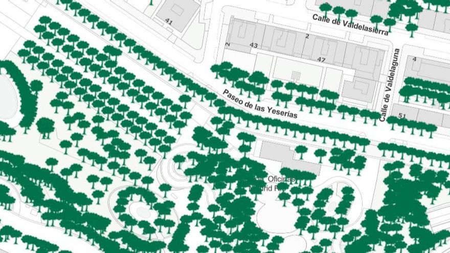 Arboleda de Arganzuela que puede desaparecer por las obras de Metro, en el sistema de adopción del Ayuntamiento de Madrid