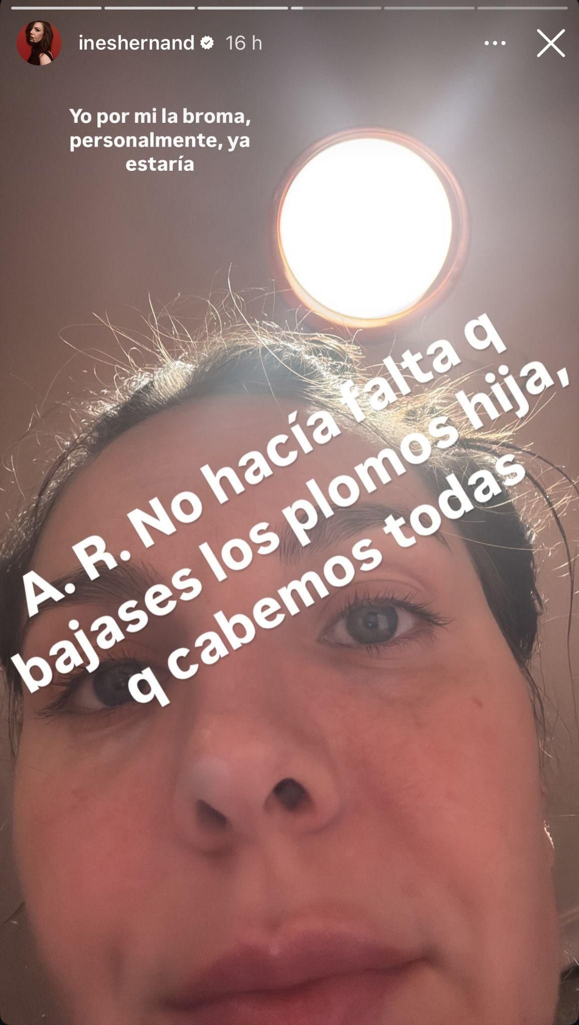 Captura de la historia en Instagram de Inés Hernand