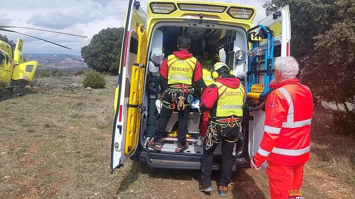 Imagen facilitada por el 112 de la intervención en un accidente laboral en Arcos de Jalón (Soria) en este 2025.