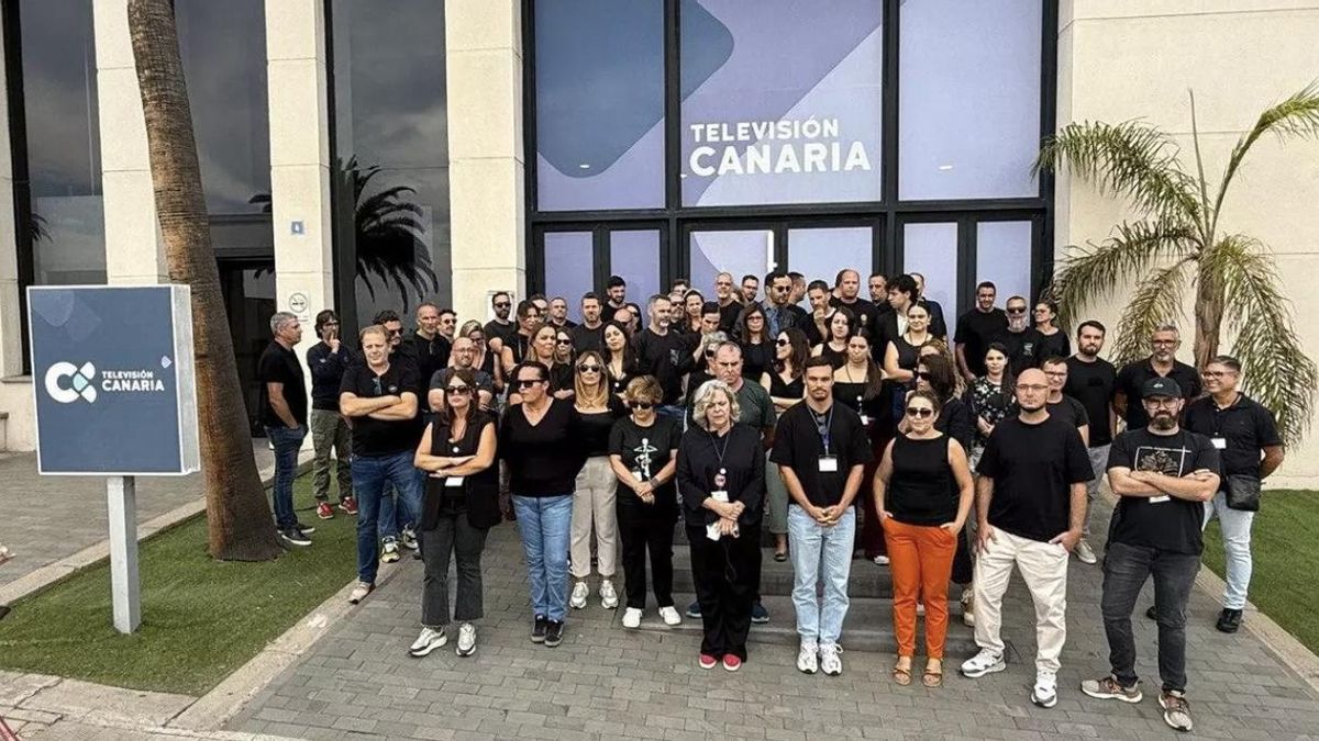Trabajadores de RTVC protestan contra la nueva ley audiovisual de Canarias. (Cedida)