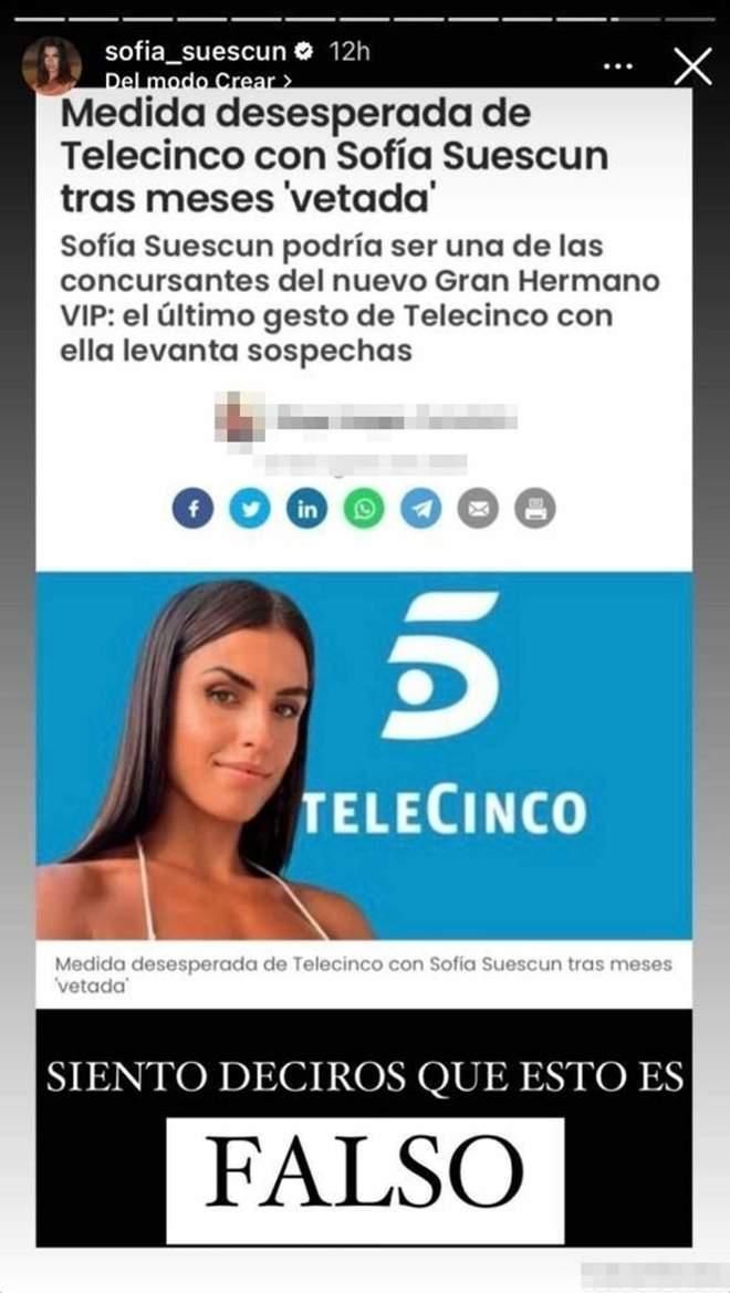 Desmentido de Sofía Suescun