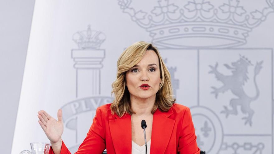 La ministra de Educación, Formación Profesional y Deporte, Pilar Alegría, durante una rueda de prensa posterior a la reunión del Consejo de Ministros