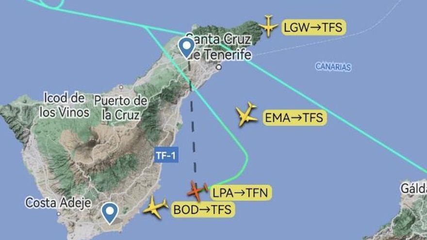 Primeras incidencias de la borrasca Óscar en Canarias: desviados diez vuelos por baja visibilidad en Tenerife Norte