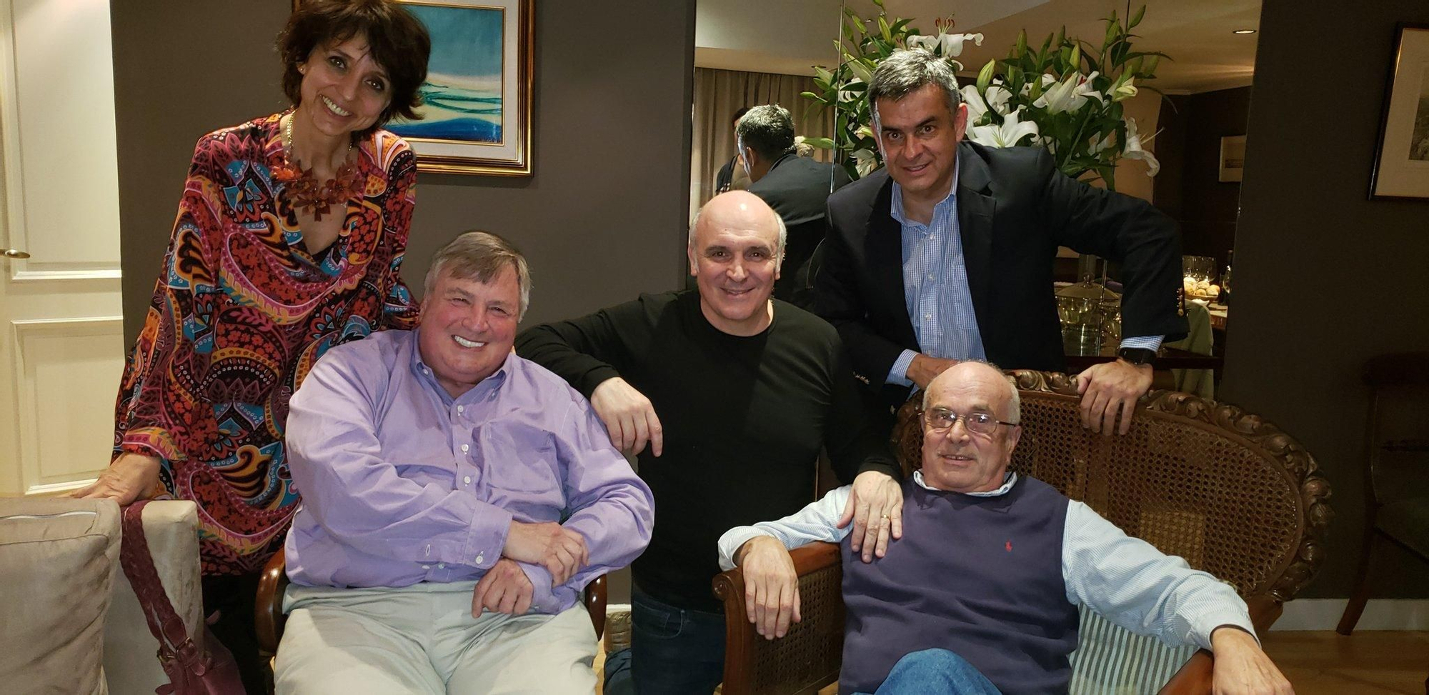 Mercedes González, Dick Morris, José Luis Espert, Luis Rosales y Carlos Rodríguez, en el Hotel Four Seasons, el 20 de julio de 2019