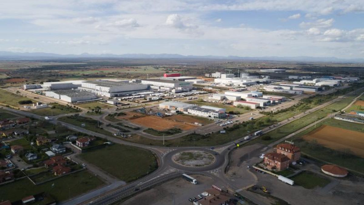 Vista aérea del polígono industrial de Villadangos del Páramo, en el centro de la provincia de León.