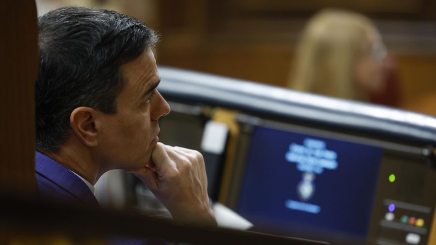 Pedro Sánchez en el debate de la moción de censura de Vox.