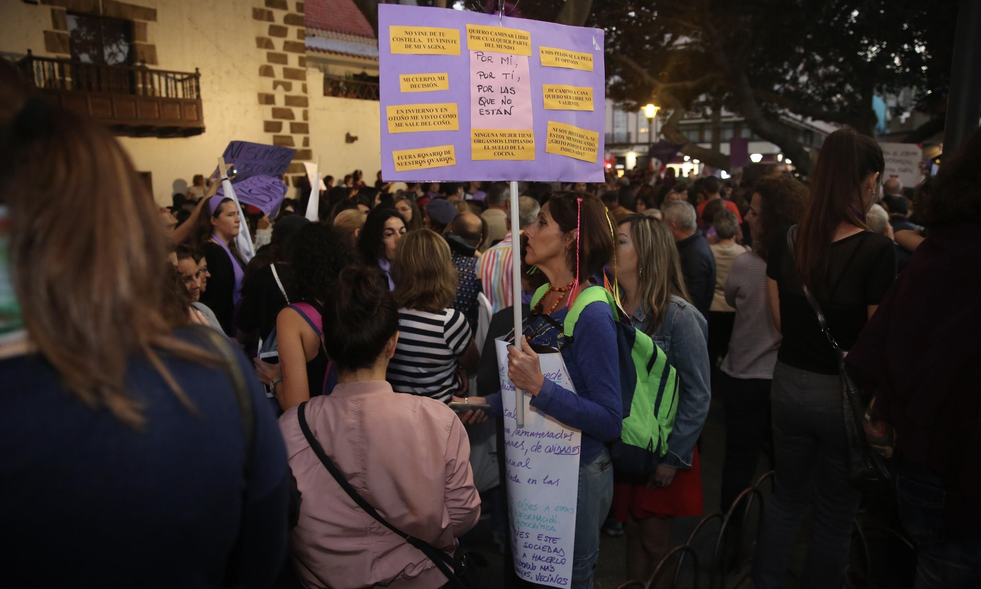 Una de las pancartas que pudo verse en la manifestación de Las Palmas de Gran Canaria. (Alejandro Ramos).