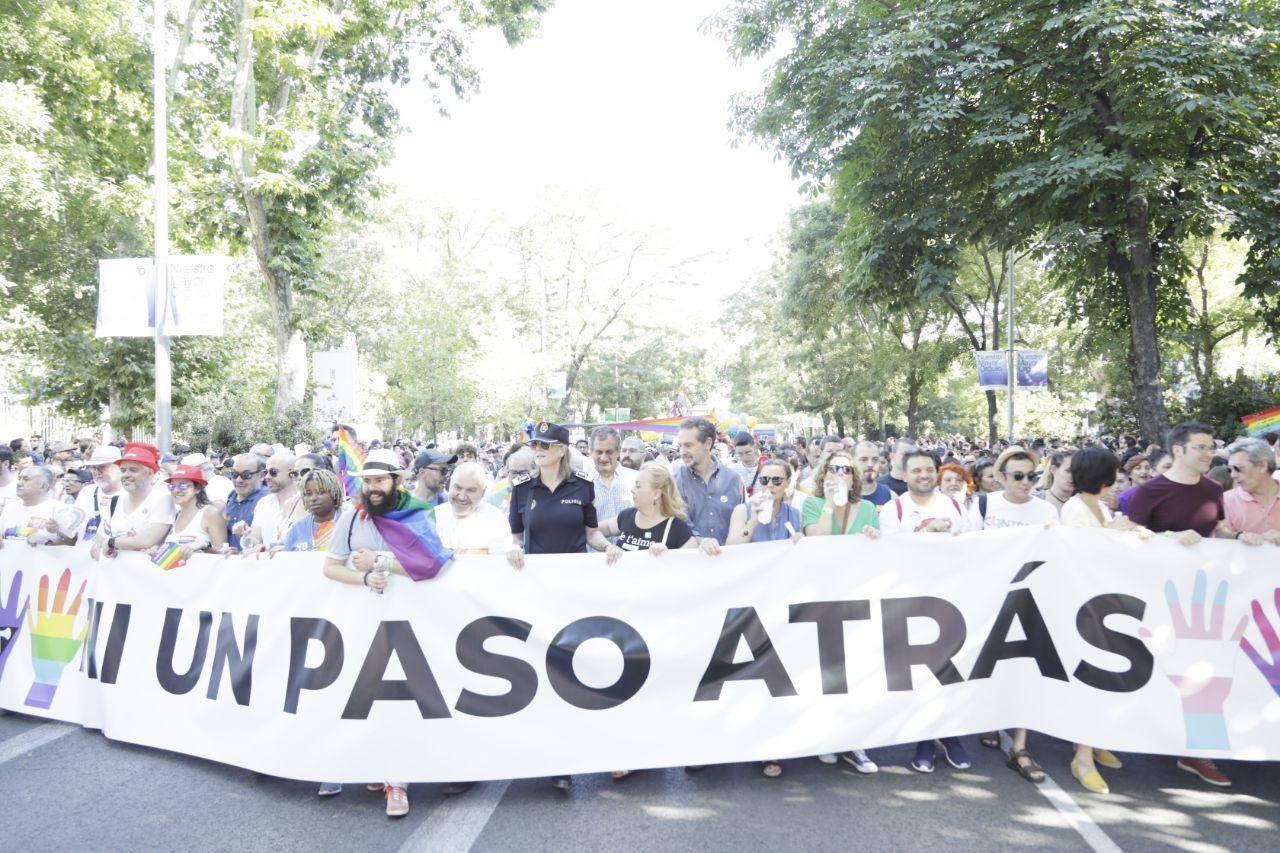 Una de las pancartas del Orgullo de Madrid 2019. MARIÁN LEÓN