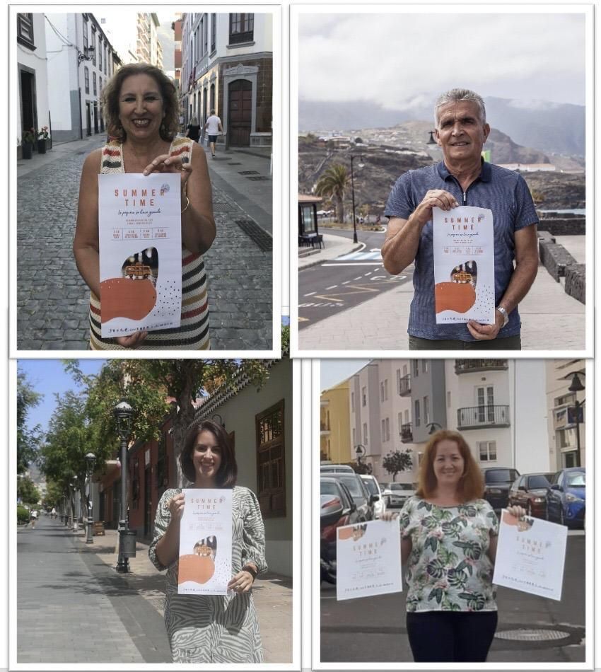 Empresarios muestran el cartel de la iniciativa.